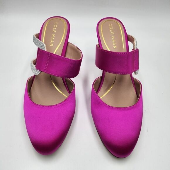 *NWOB Cole Haan Gabbie fuchsia Pink satin jeweled Mule 7.5B - Picture 6 of 11